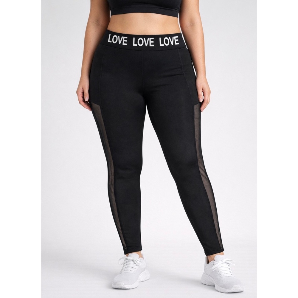 Mesh Panel High Waisted Athletic Leggings Black L/XL Soho Girls Edgy Sporty - Picture 1 of 12